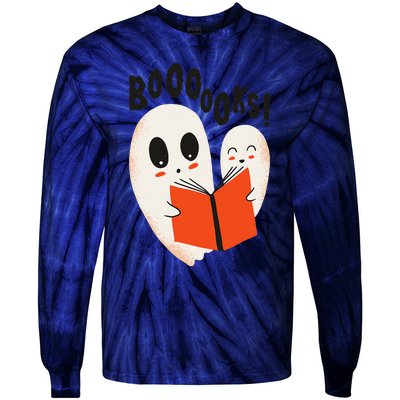 BOOOOKS! Spooky Ghosts Reading BOO BOOKS Halloween Meme Tie-Dye Long Sleeve Shirt