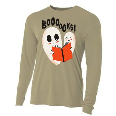 BOOOOKS! Spooky Ghosts Reading BOO BOOKS Halloween Meme Cooling Performance Long Sleeve Crew