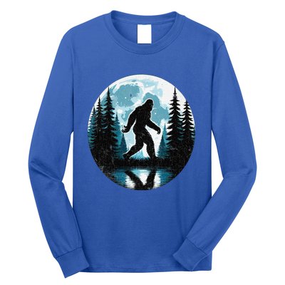 Bigfoot Sasquatch Gifts Fathers Day Bigfoot Moon Long Sleeve Shirt