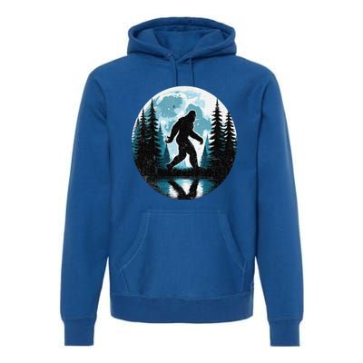 Bigfoot Sasquatch Gifts Fathers Day Bigfoot Moon Premium Hoodie