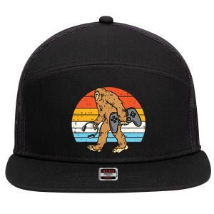 Bigfoot Sasquatch Gamer Retro Gaming Men Teens 7 Panel Mesh Trucker Snapback Hat