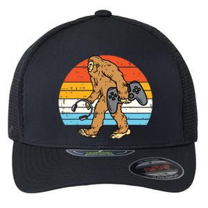 Bigfoot Sasquatch Gamer Retro Gaming Men Teens Flexfit Unipanel Trucker Cap