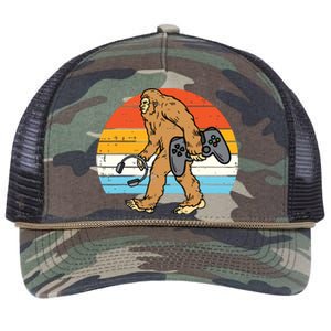 Bigfoot Sasquatch Gamer Retro Gaming Men Teens Retro Rope Trucker Hat Cap