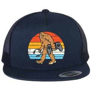 Bigfoot Sasquatch Gamer Retro Gaming Men Teens Flat Bill Trucker Hat