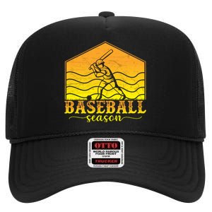 Baseball Season Gift For Baseball Fan High Crown Mesh Back Trucker Hat