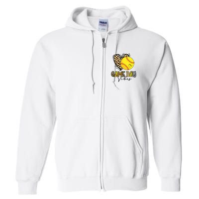 Bleached Softball Game Day Vibes Leopard Heart Headband Mom Full Zip Hoodie