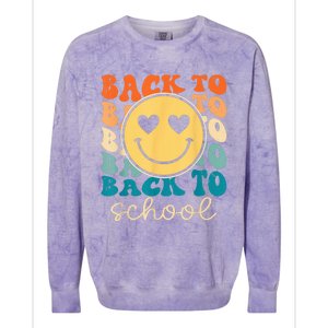 Boho Style Groovy Smile Back to School Colorblast Crewneck Sweatshirt