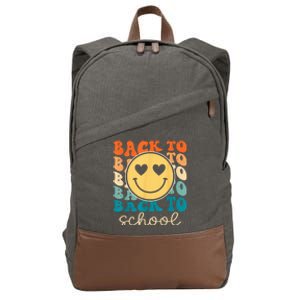 Boho Style Groovy Smile Back to School Cotton Canvas Backpack