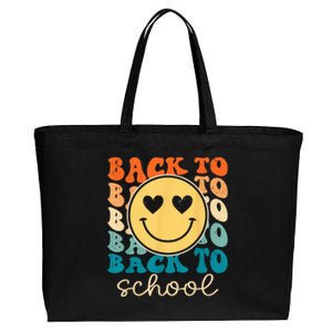 Boho Style Groovy Smile Back to School Cotton Canvas Jumbo Tote