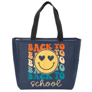 Boho Style Groovy Smile Back to School Zip Tote Bag