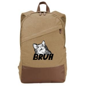 Bruh Shocked Gasp Cat Cotton Canvas Backpack