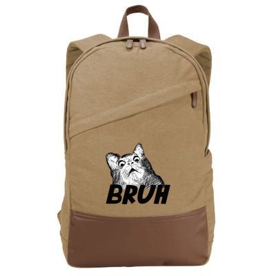 Bruh Shocked Gasp Cat Cotton Canvas Backpack