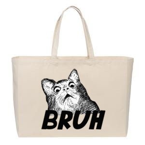 Bruh Shocked Gasp Cat Cotton Canvas Jumbo Tote