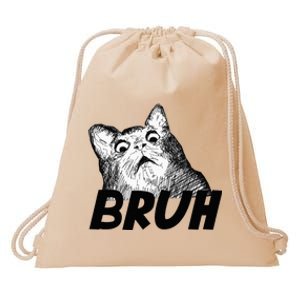 Bruh Shocked Gasp Cat Drawstring Bag