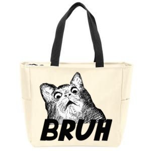 Bruh Shocked Gasp Cat Zip Tote Bag