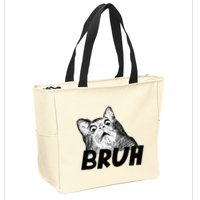Bruh Shocked Gasp Cat Zip Tote Bag