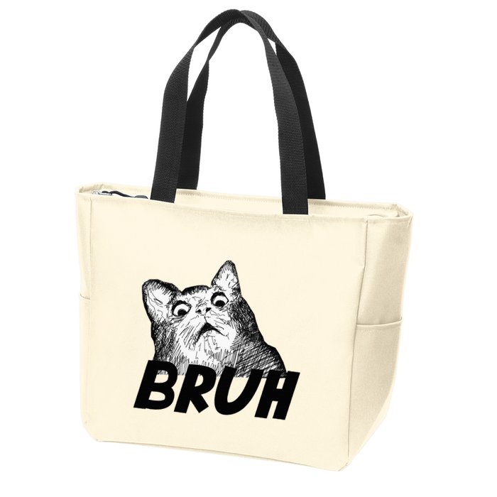 Bruh Shocked Gasp Cat Zip Tote Bag