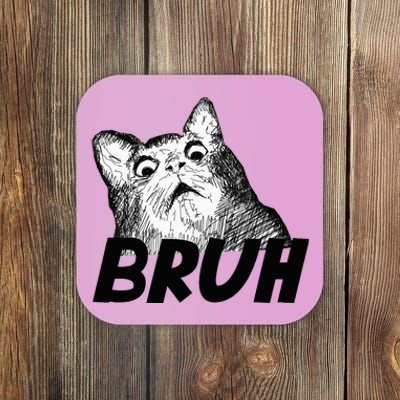 Bruh Shocked Gasp Cat Coaster