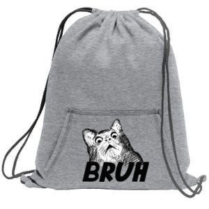 Bruh Shocked Gasp Cat Sweatshirt Cinch Pack Bag