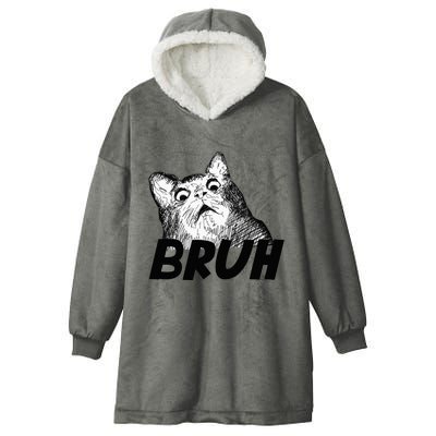 Bruh Shocked Gasp Cat Hooded Wearable Blanket