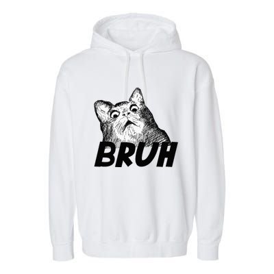 Bruh Shocked Gasp Cat Garment-Dyed Fleece Hoodie