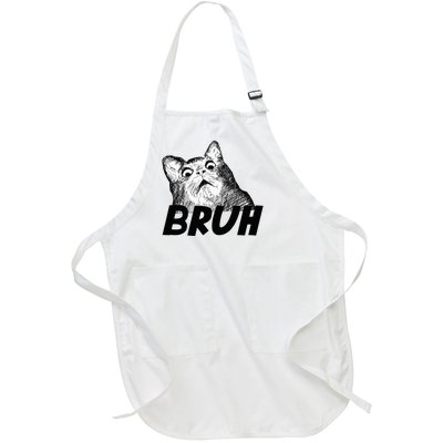 Bruh Shocked Gasp Cat Full-Length Apron With Pockets