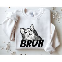 Bruh Shocked Gasp Cat Sweatshirt