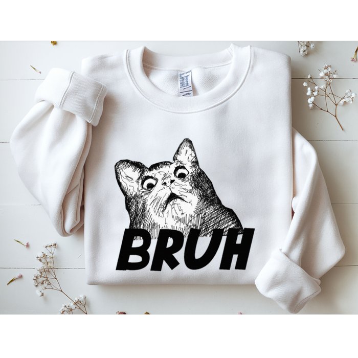 Bruh Shocked Gasp Cat Sweatshirt
