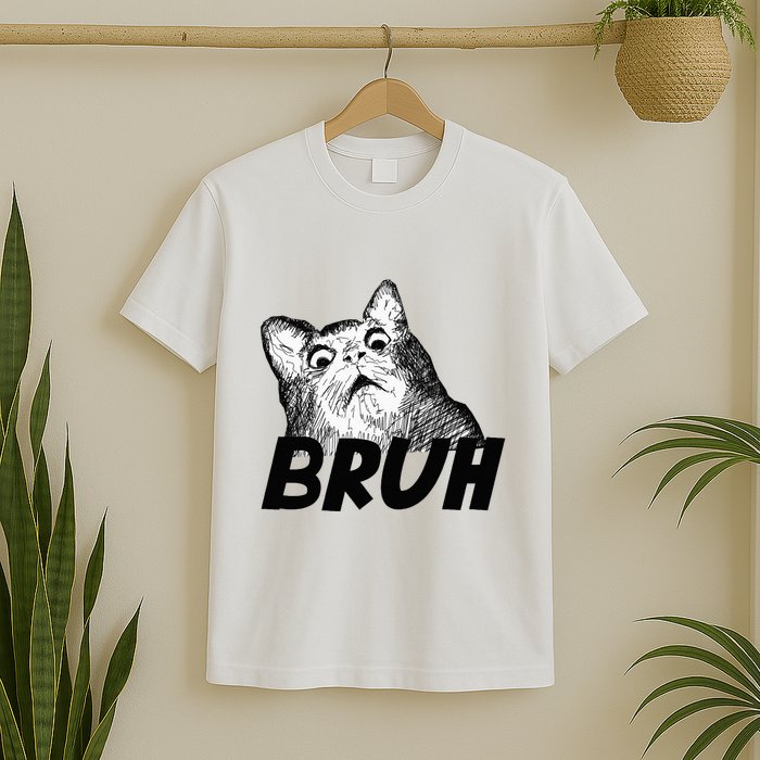 Bruh Shocked Gasp Cat T-Shirt