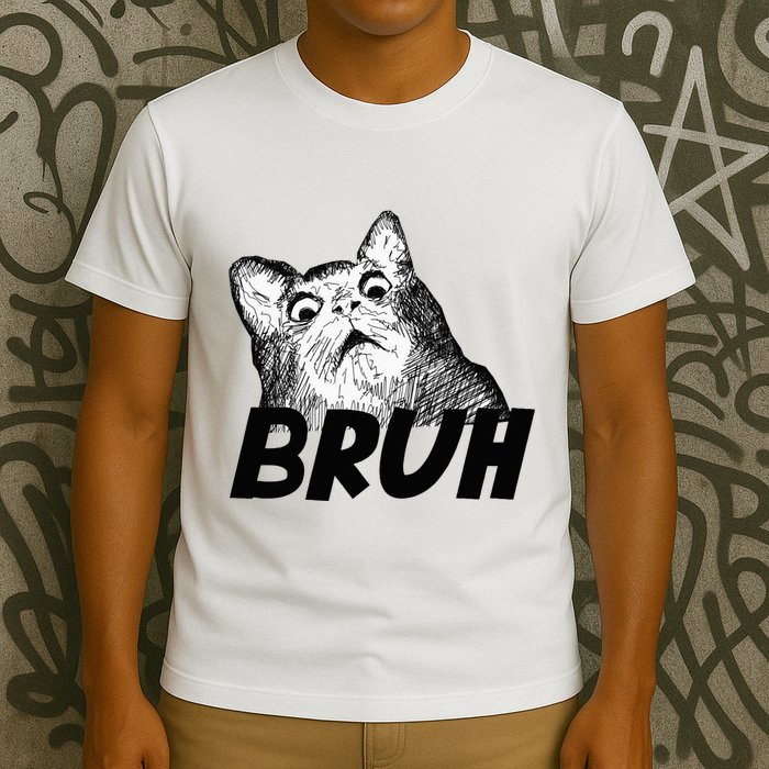 Bruh Shocked Gasp Cat T-Shirt