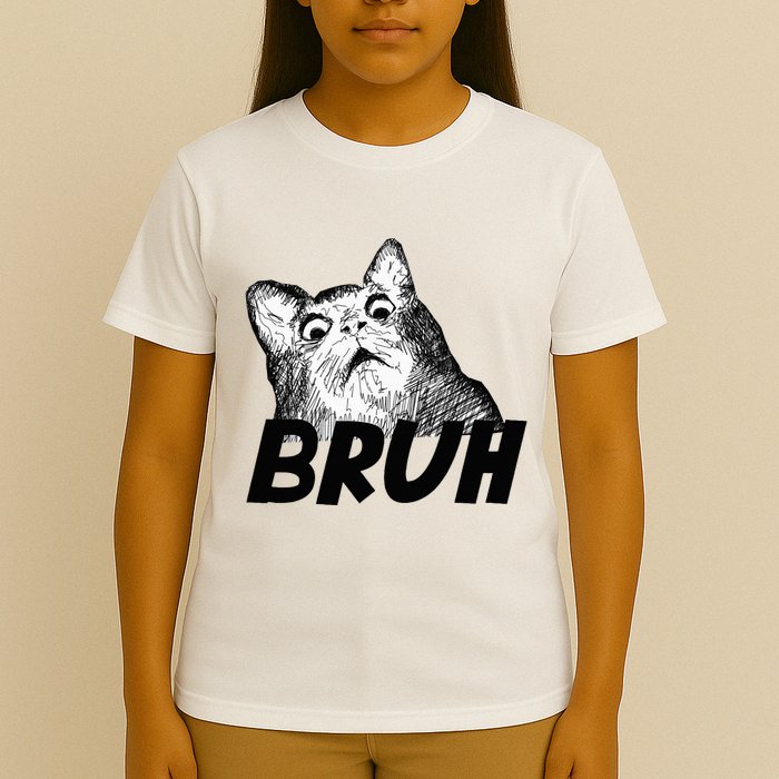 Bruh Shocked Gasp Cat T-Shirt