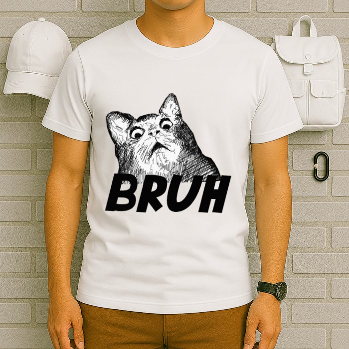 Bruh Shocked Gasp Cat T-Shirt