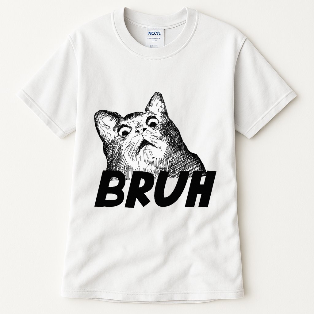 Bruh Shocked Gasp Cat Tall T-Shirt