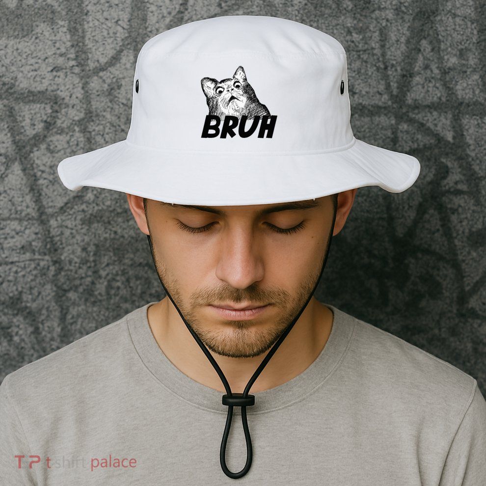 Bruh Shocked Gasp Cat Bucket Hat