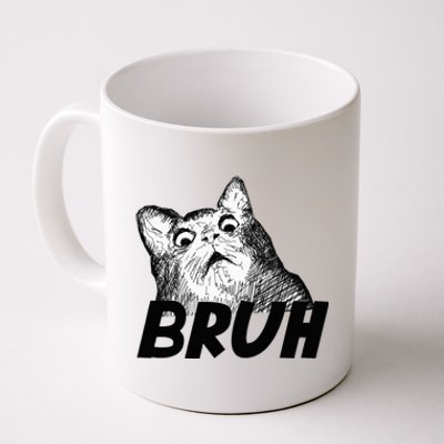 Bruh Shocked Gasp Cat Coffee Mug