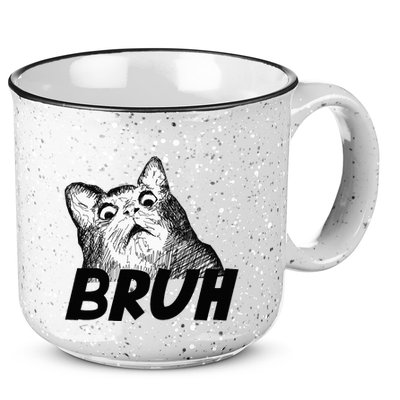 Bruh Shocked Gasp Cat 15oz Campfire Ceramic Mug