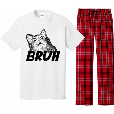 Bruh Shocked Gasp Cat Pajama Set