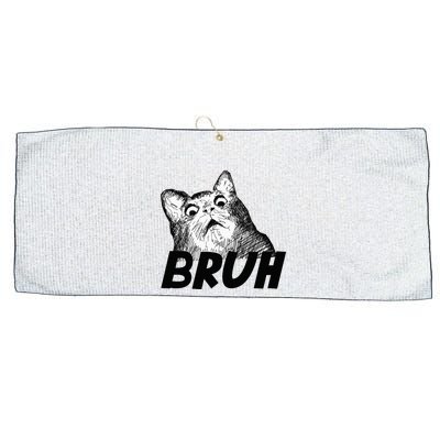 Bruh Shocked Gasp Cat Large Microfiber Waffle Golf Towel