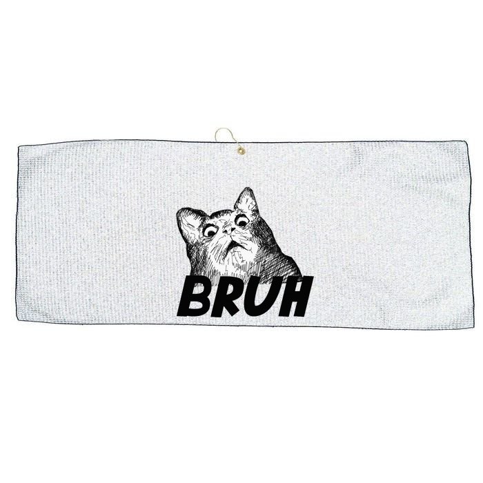 Bruh Shocked Gasp Cat Large Microfiber Waffle Golf Towel