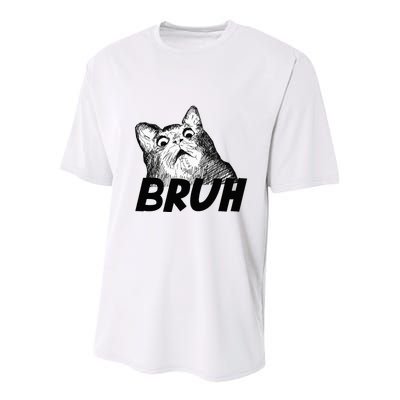 Bruh Shocked Gasp Cat Youth Performance Sprint T-Shirt