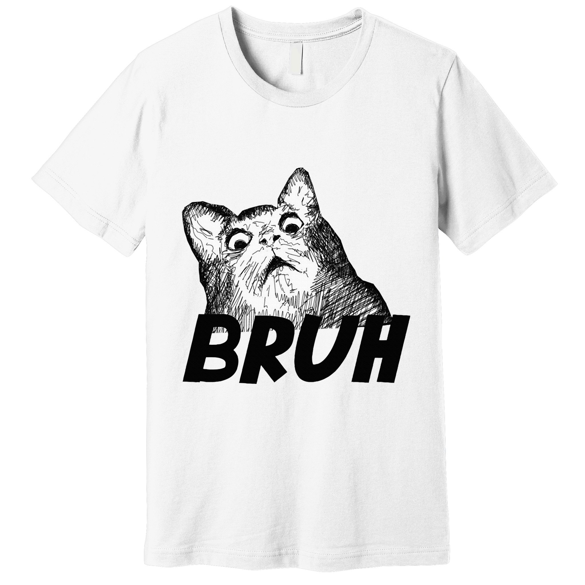 Bruh Shocked Gasp Cat Premium T-Shirt