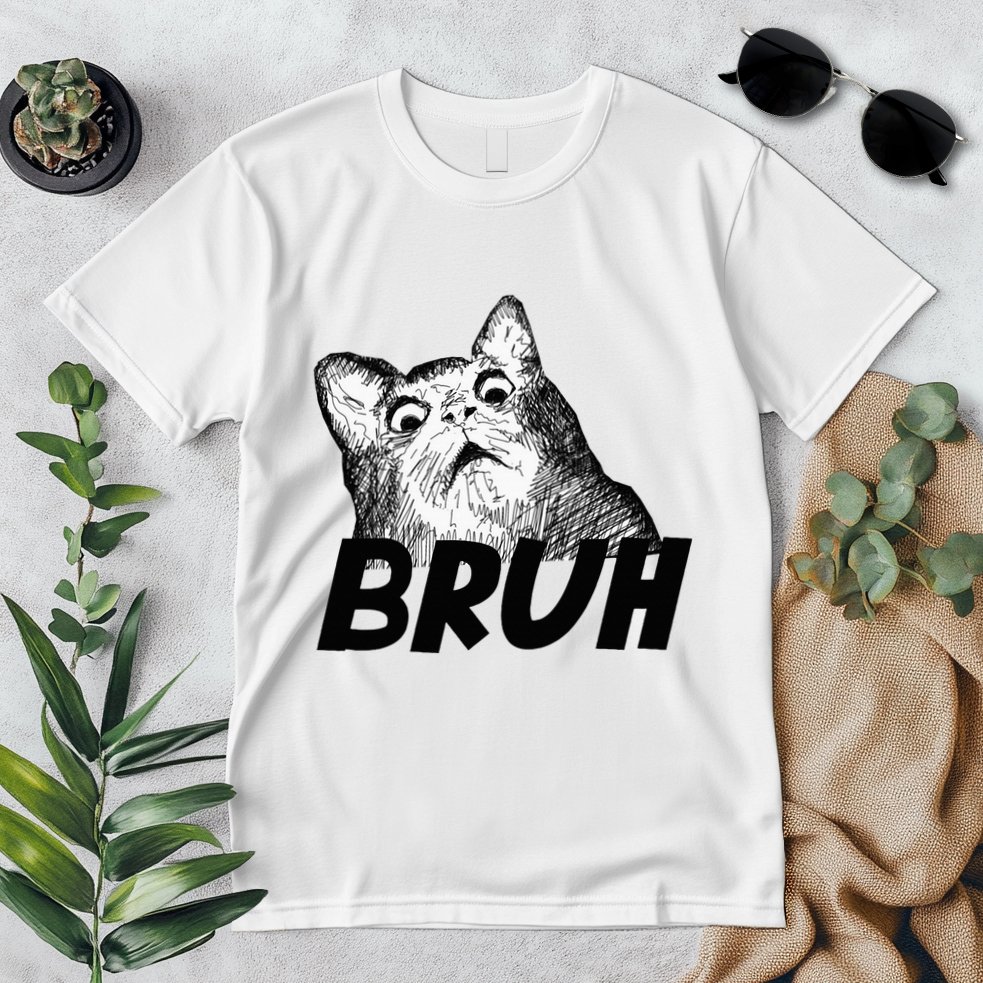 Bruh Shocked Gasp Cat Premium T-Shirt