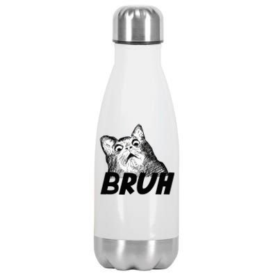 Bruh Shocked Gasp Cat Stainless Steel Insulated Water Bottle