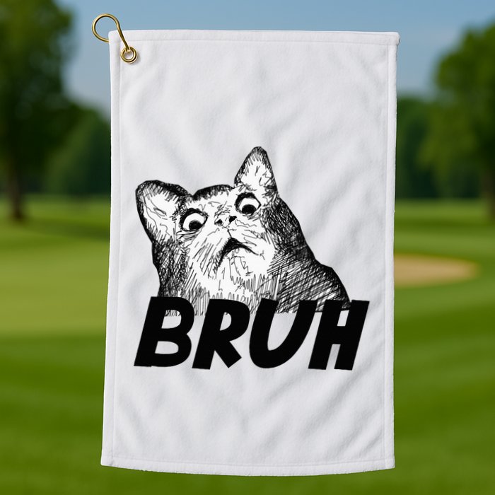 Bruh Shocked Gasp Cat Golf Towel