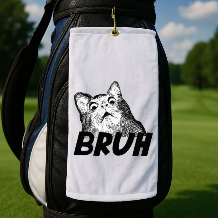 Bruh Shocked Gasp Cat Golf Towel