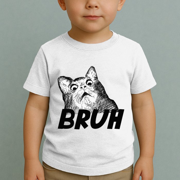 Bruh Shocked Gasp Cat Toddler T-Shirt
