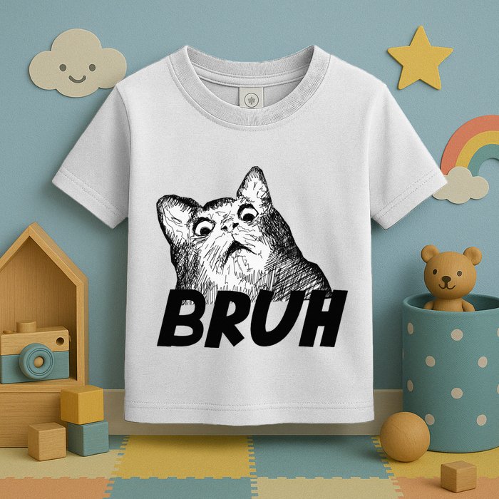 Bruh Shocked Gasp Cat Toddler T-Shirt