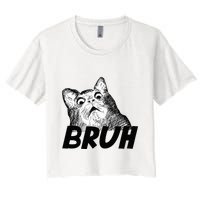 Bruh Shocked Gasp Cat Crop Top