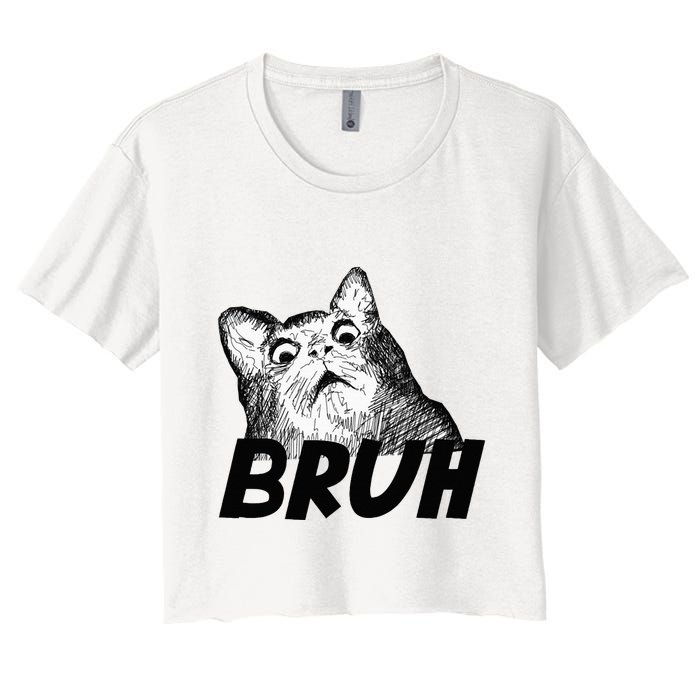 Bruh Shocked Gasp Cat Crop Top