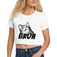 Bruh Shocked Gasp Cat Crop Top